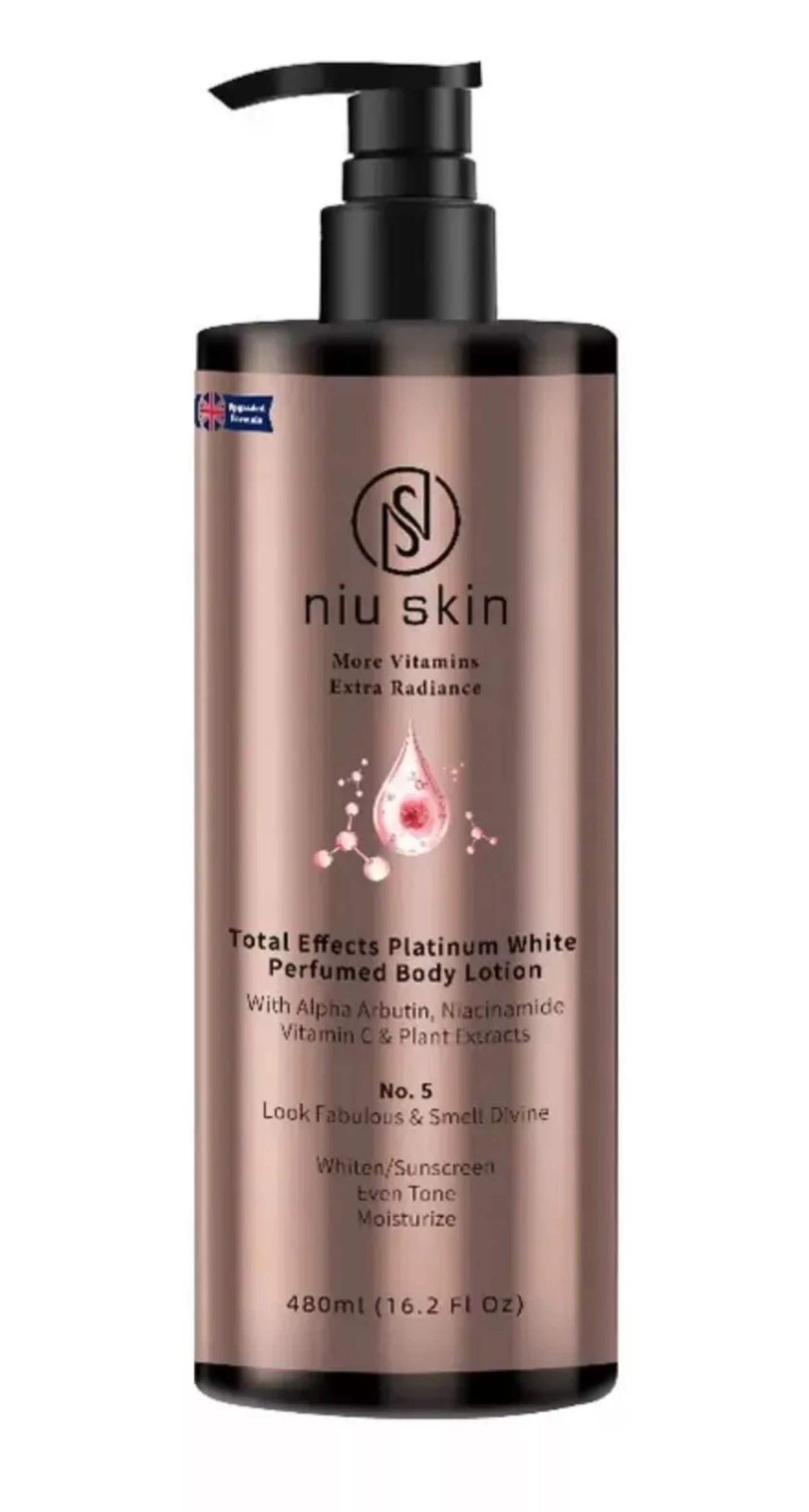 Niu Skin Body lotion with Alpha Arbutin, Niacinamide & Vitamin C - Pink Rose 480ml Niu
