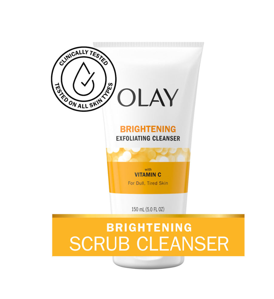 Olay Face Wash, a brightening exfoliating cleanser with Vitamin C for dull, tired skin.