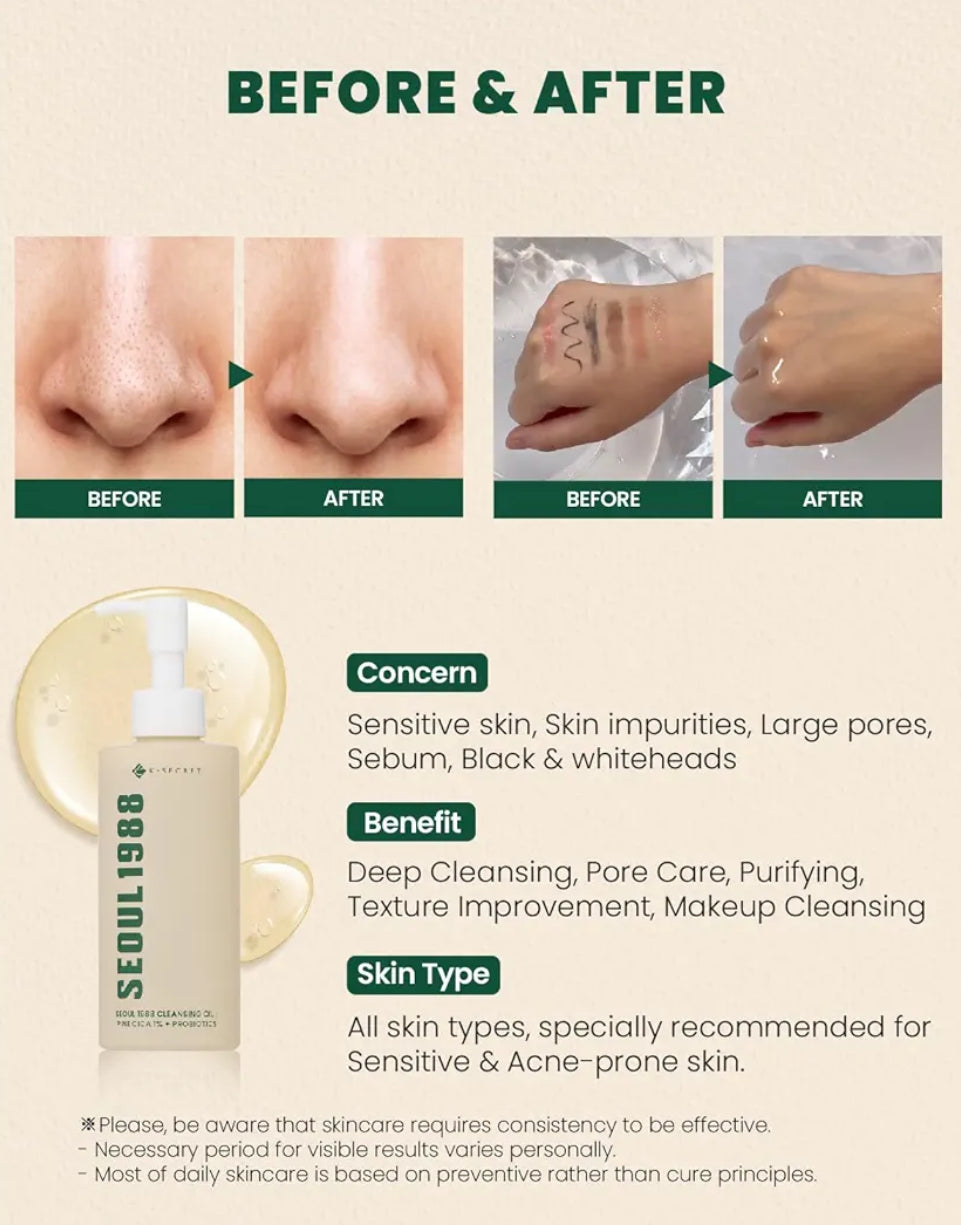 K-Secret Seoul 1988 Cleansing Oil Pine Cica 1% + Probotics 150ml K Secrect