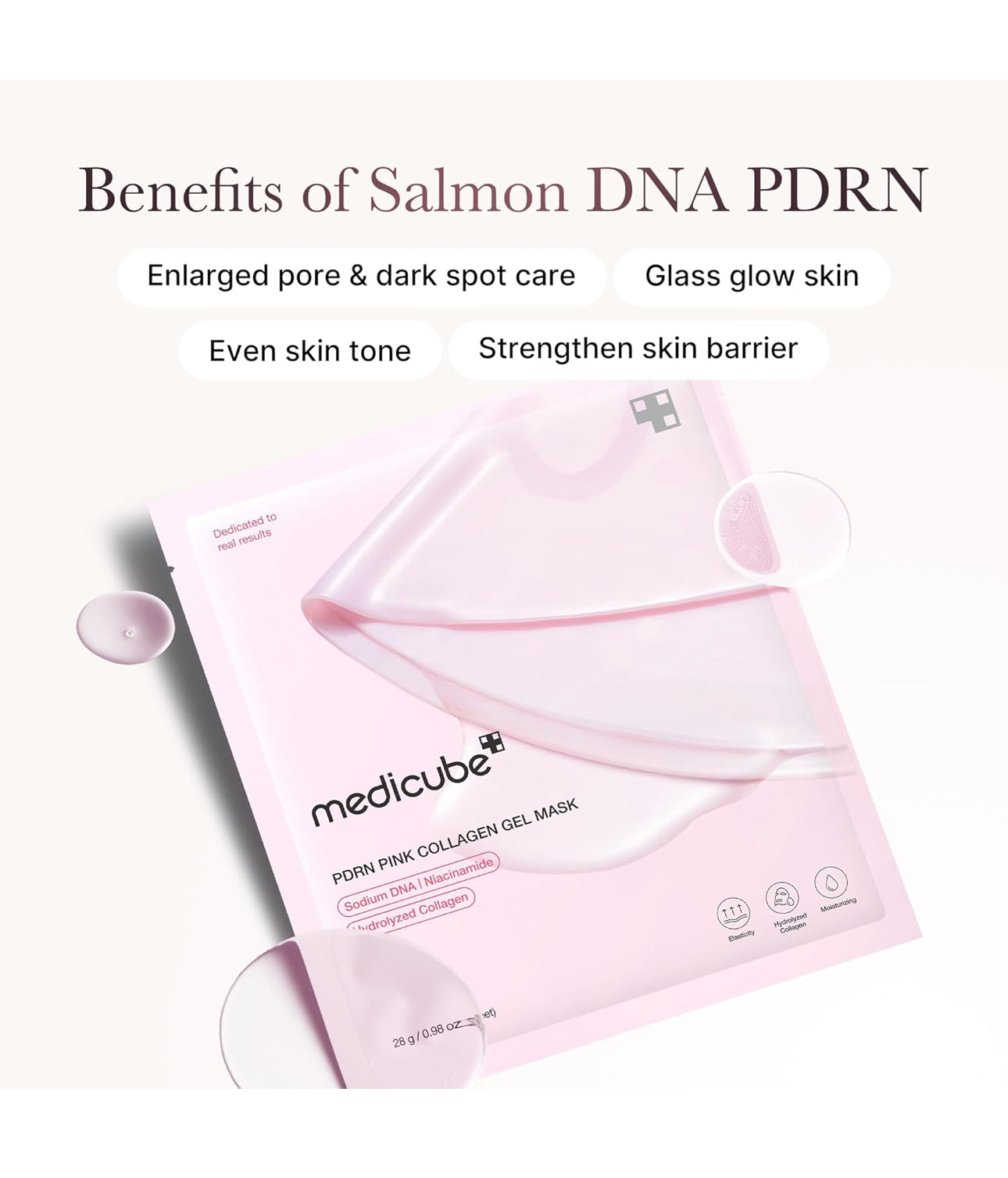 Medicube PDRN Pink Collagen Gel Mask - Overnight Face Mask for Glass Glow Skin Elasticity Hydrating Firming Moisturizing Korean Skincare 28g-1 piece Medicube