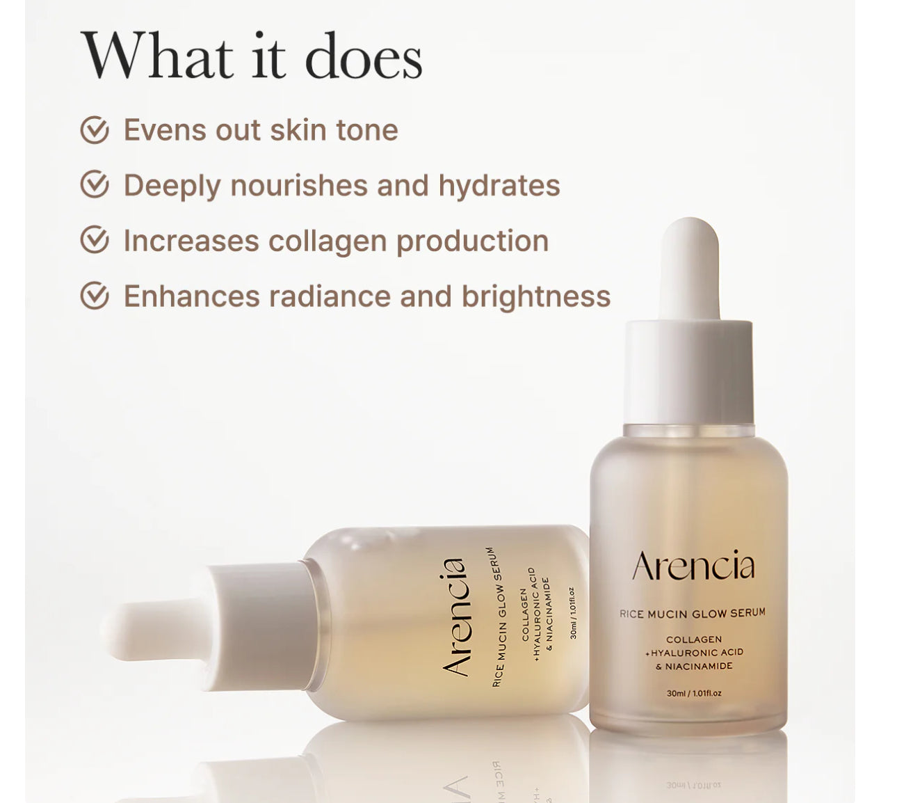 Arencia Serum 30ml - Niacinamide 8% Collagen & Peptide Formula Arencia