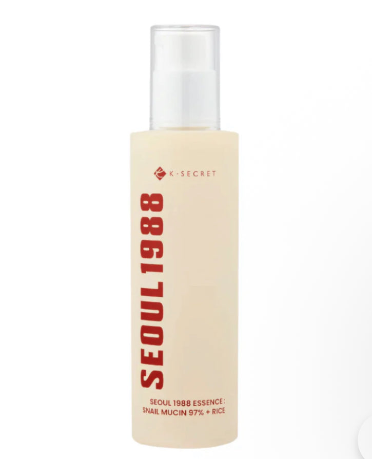 K Secret- Seoul 1998 Essence : Snail Mucin 93% + Rice. Deep Hydration long lasting Hydration 100ml K Secrect