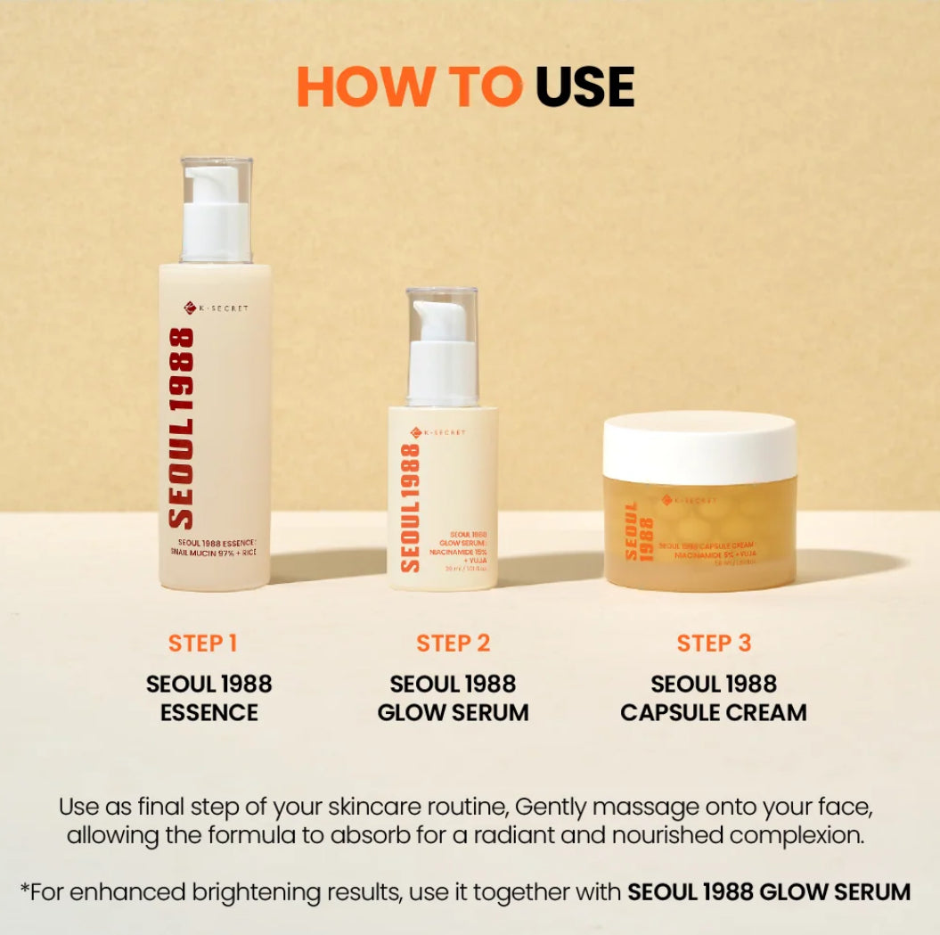 K Secret SEOUL 1988 Capsule Cream with Niacinamide 5% & Yuja Brightening Serum for Anti-aging Brightening Texture Improvement Hydration K Secrect