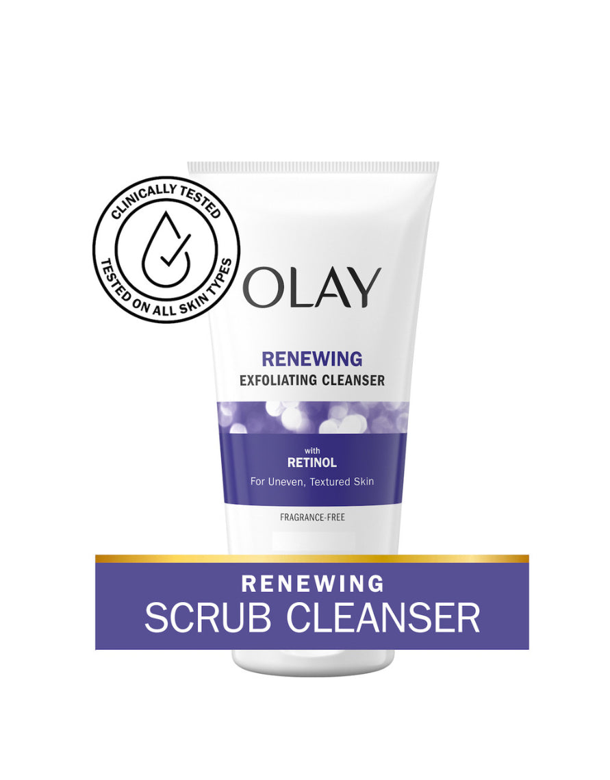 Olay Face Wash - Renewing Exfoliating Cleanser for uneven textured skin with retinol.