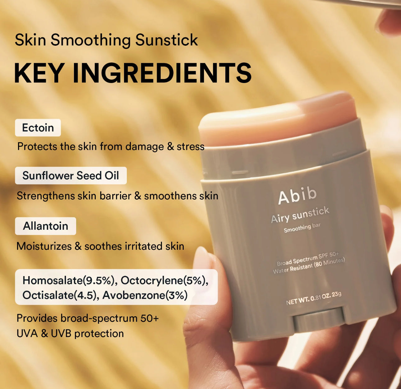 Abib Airy Sunstick Smoothing Bar - Non-Greasy Formula Lightweight & Non-Sticky No White Cast Absorbs Quickly Sunscreen Spf50 Abib