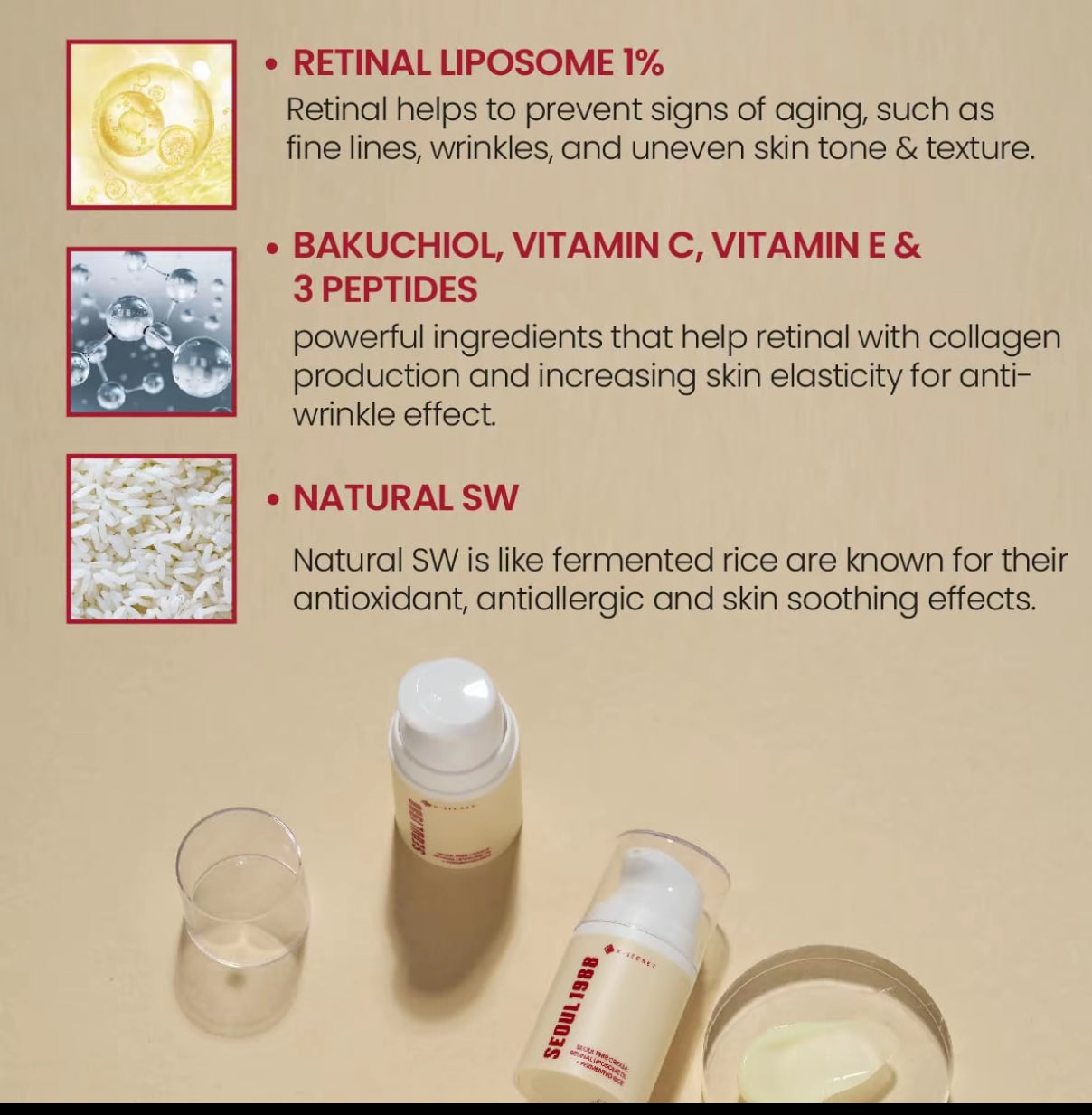 K-Secret Seoul 1988 Cream with Retinal Liposome & Fermented Rice for Anti-Aging & Brightening - 50ML K Secrect