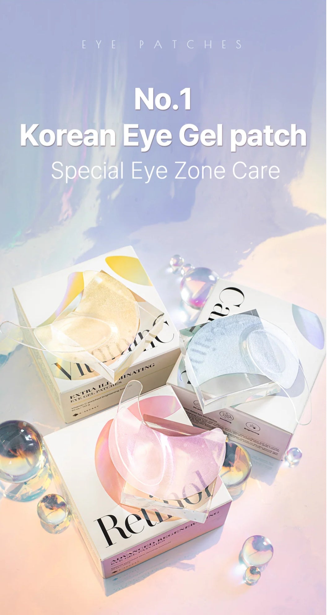 K-Secret Advanced Regenerating Hydrogel Eye Gel Patches with Retinol -60 each. K Secrect