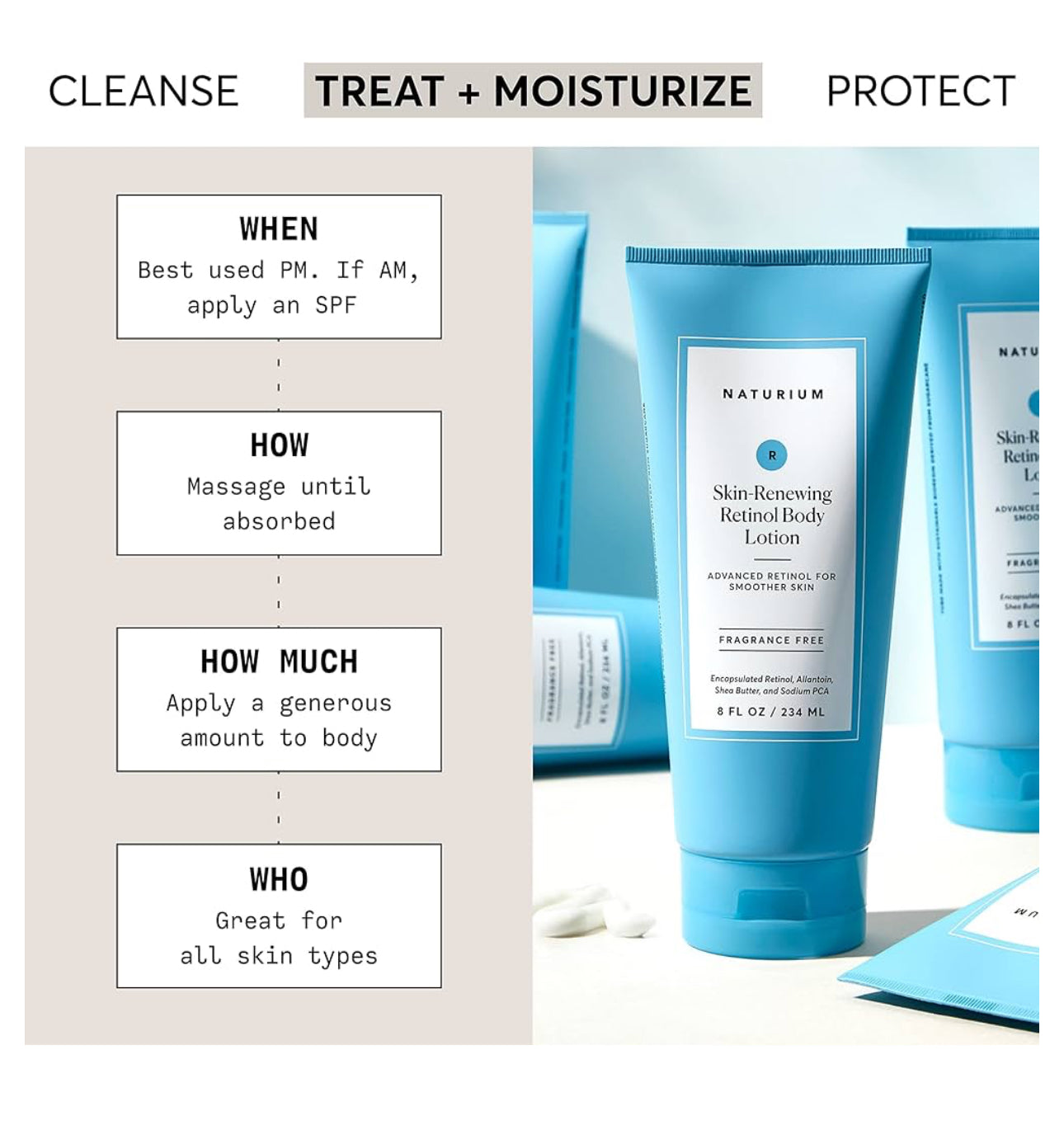 Naturium Skin-Renewing Retinol Body Lotion, Advanced Firming Anti-Aging Skin Care, with Encapsulated Retinol & Shea Butter, 8 oz / 234ml NATURIUM