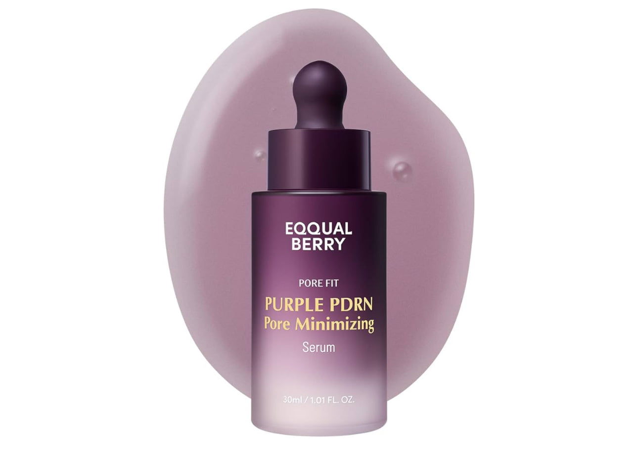 Equal Berry Purple PDRN Pore Minimizing Serum - Vegan Collagen & Peptides for Pore Refining & Skin Elasticity with Niacinamide & CICA Exosome for Calming Korean Glass Skin 1.01 FL OZ /30ml EQQUALBERRY