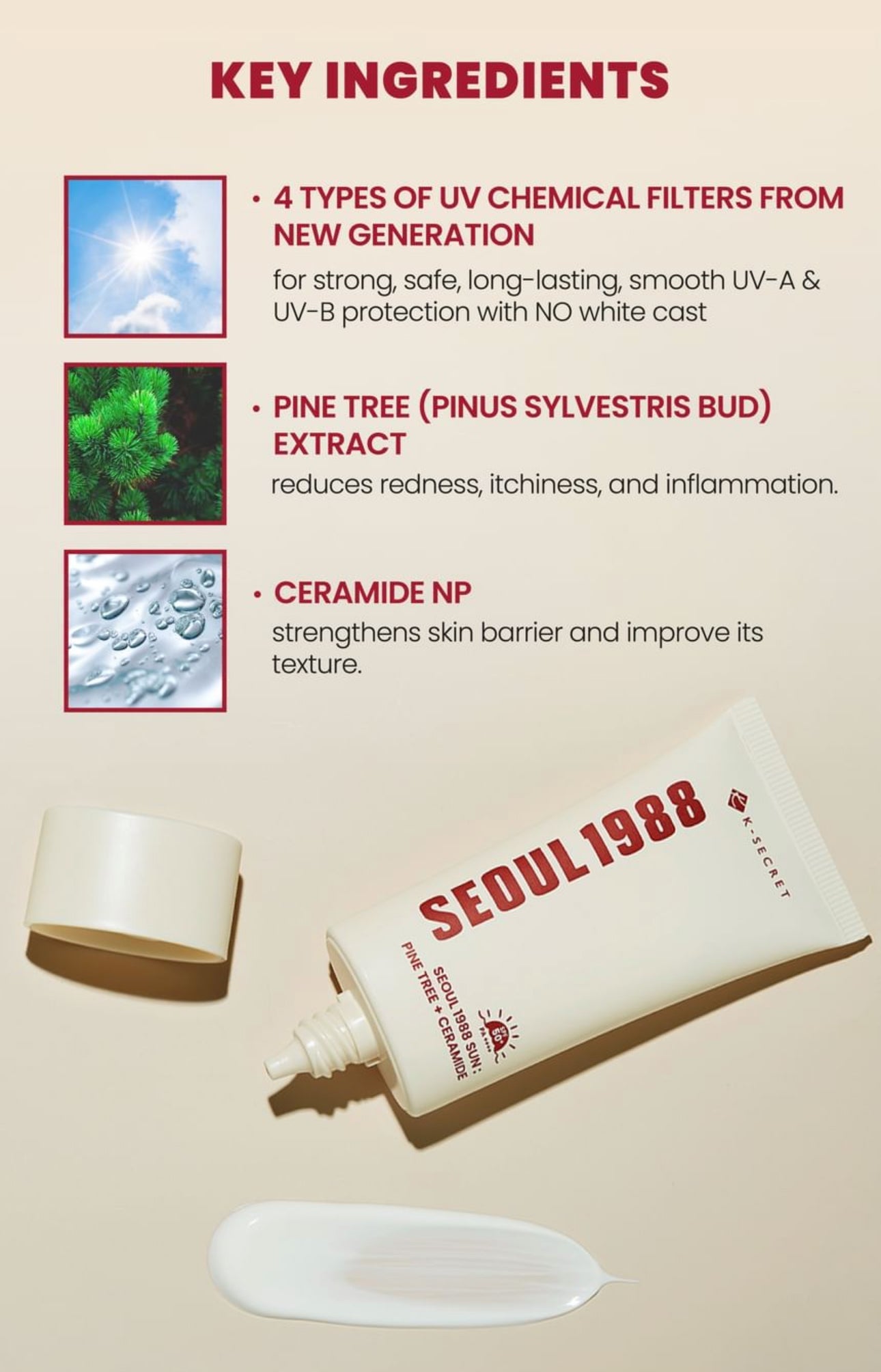 K-SECRET SEOUL1988 SUN: PINE TREE + CERAMIDE 50ml 21stCY
