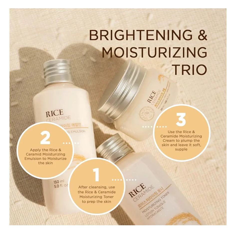 The Face Shop Rice & Ceramide Brightening & Moisturising Trio The Face Shop