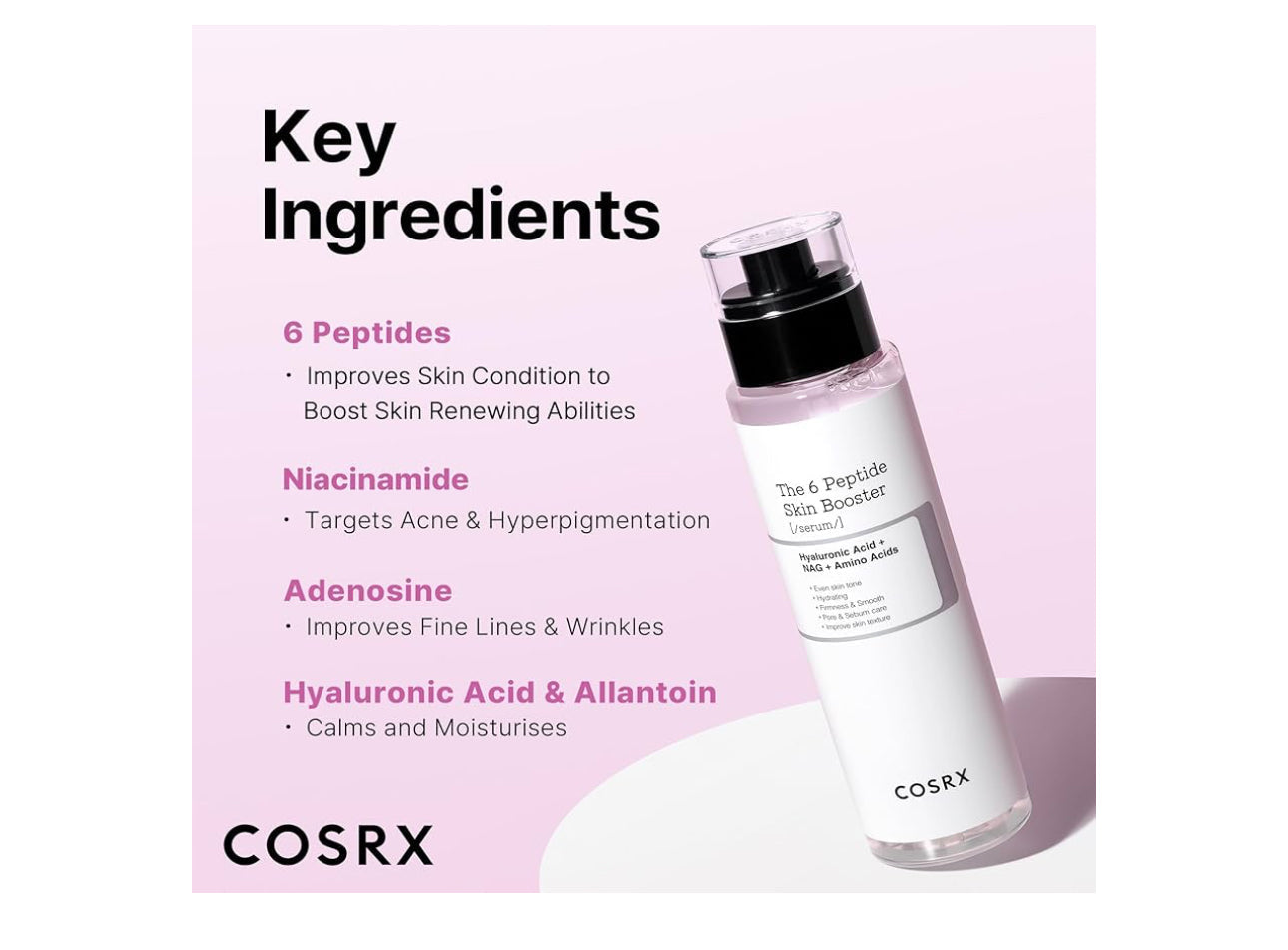 COSRX 6 Peptide Collagen Serum Face Toner with Niacinamide & Hyaluronic Acid, Hydrating & Firming Essence, 150ml Cosrx