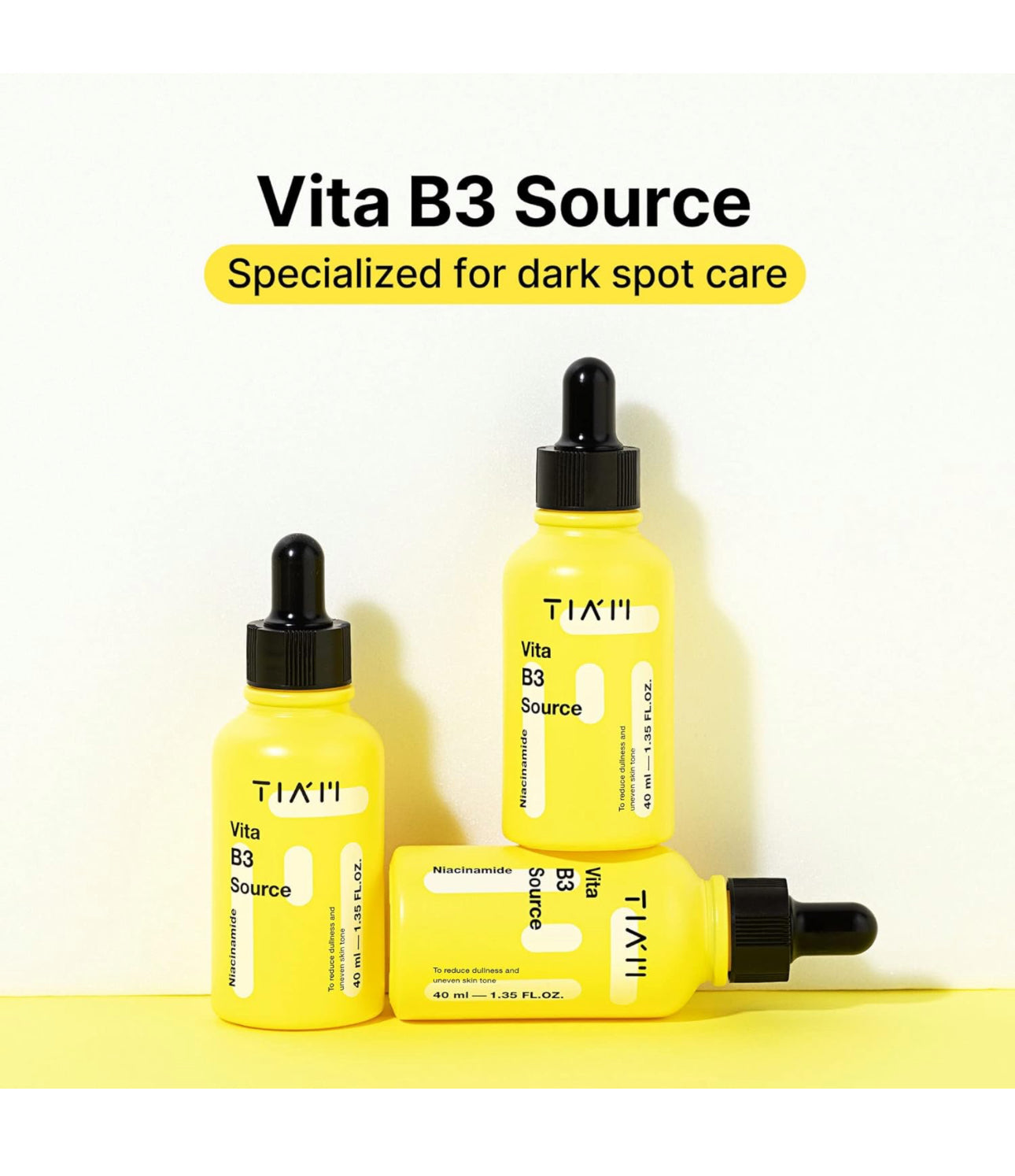TIAM Vita B3 Source, 10% Niacinamide Serum, 2% Arbutin, Hyperpigmentation, Dark Spot Treatment, 1.35 Fl Oz TIAM