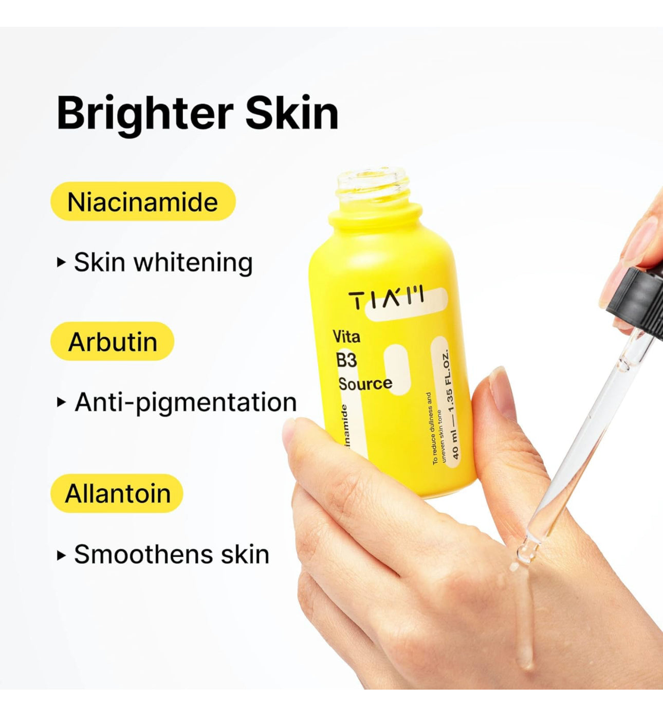 TIAM Vita B3 Source, 10% Niacinamide Serum, 2% Arbutin, Hyperpigmentation, Dark Spot Treatment, 1.35 Fl Oz TIAM