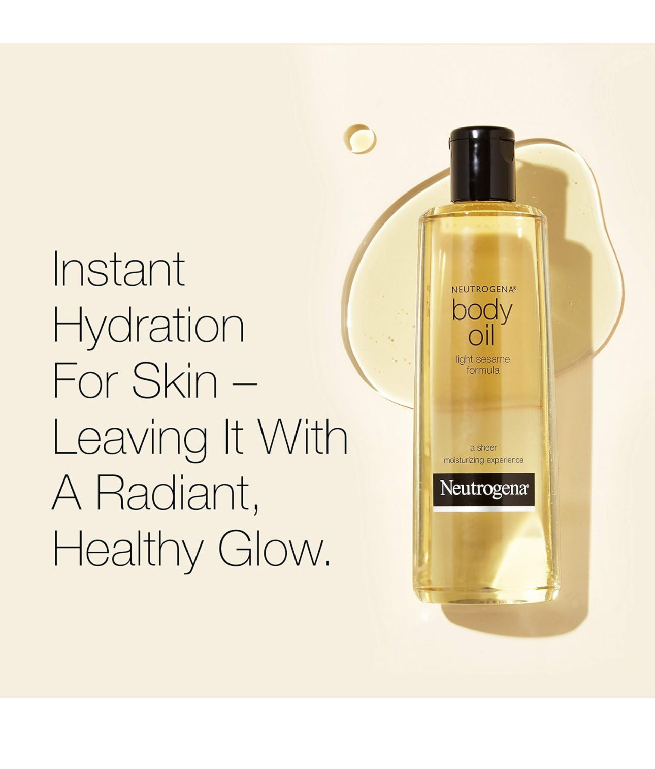 Neutrogena Body Oil Light Sesame Formula, Dry Skin Moisturizer & Hydrating Body Massage Oil, 8.5 fl oz / 250ml 21stCY