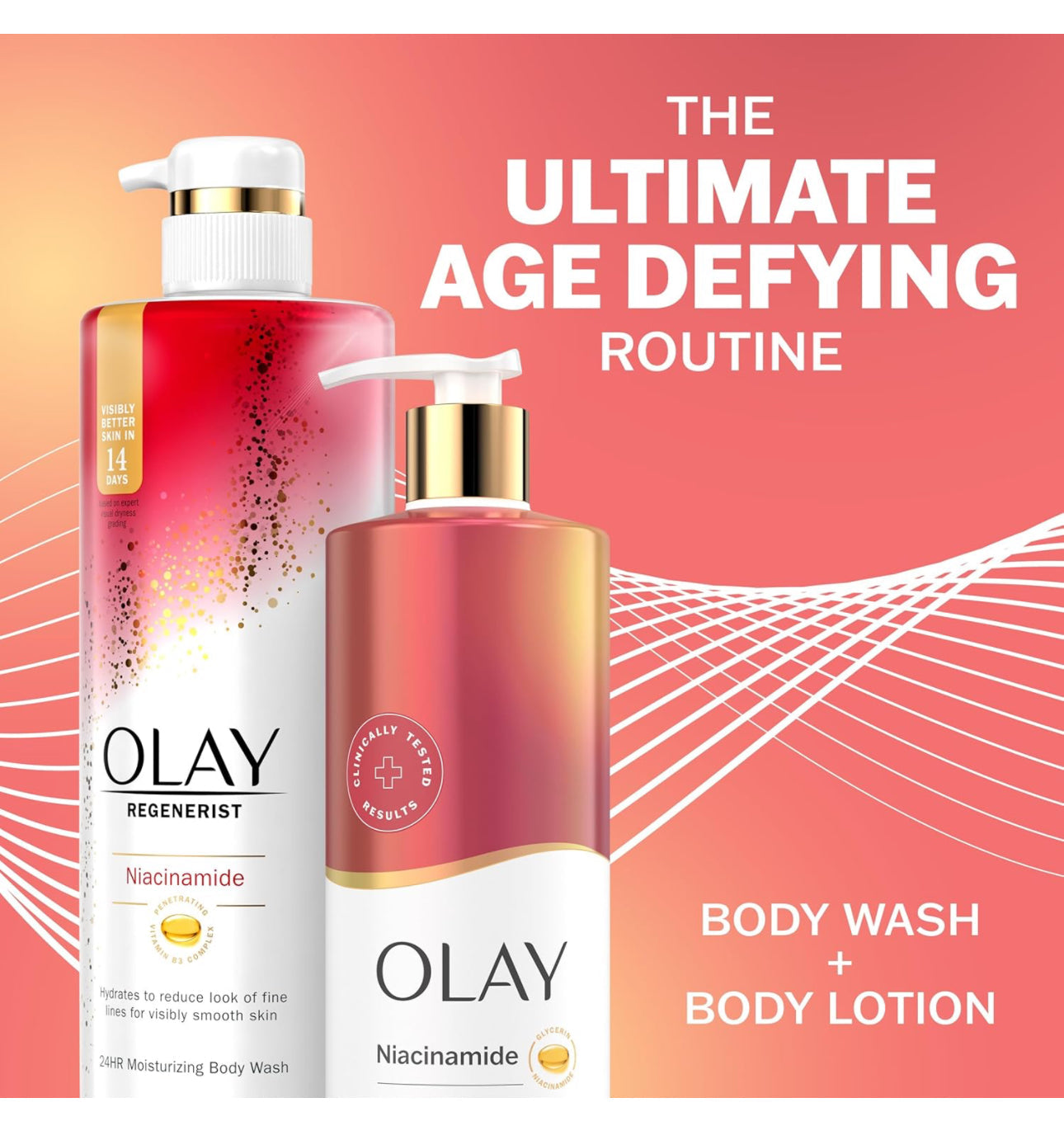 OLAY Niacinamide Body Lotion & Wash - 502ml & 591ml. OLAY