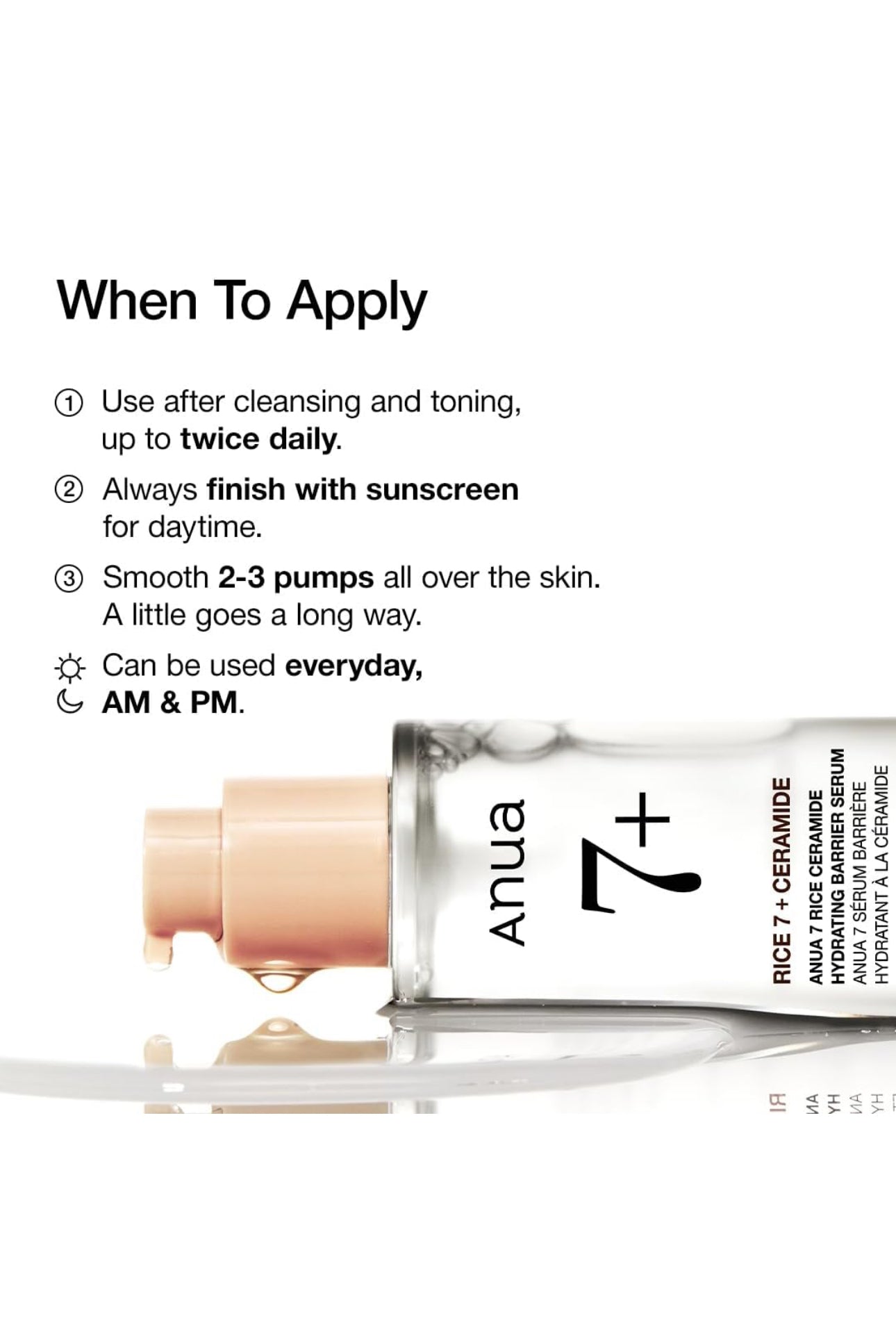 ANUA RICE CERAMIDE 7 HYDRATING BARRIER SERUM, Brightening, Hydrating Serum for Face, 50ml/1.69fl.oz.
