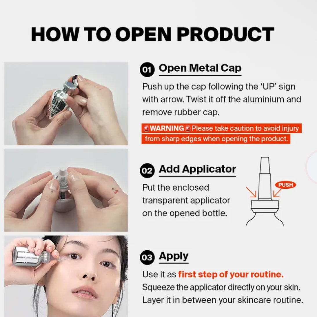 PURCELL Pixcell Biom 2 Billion/mL 20mL how to open product instructions and safety warning
