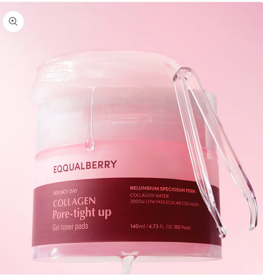 Equalberry Collagen Gel Toner Pads Bouncy Day Pore-tight Up 60 Pads 140ml with Nelumbium Speciosum Collagen Water