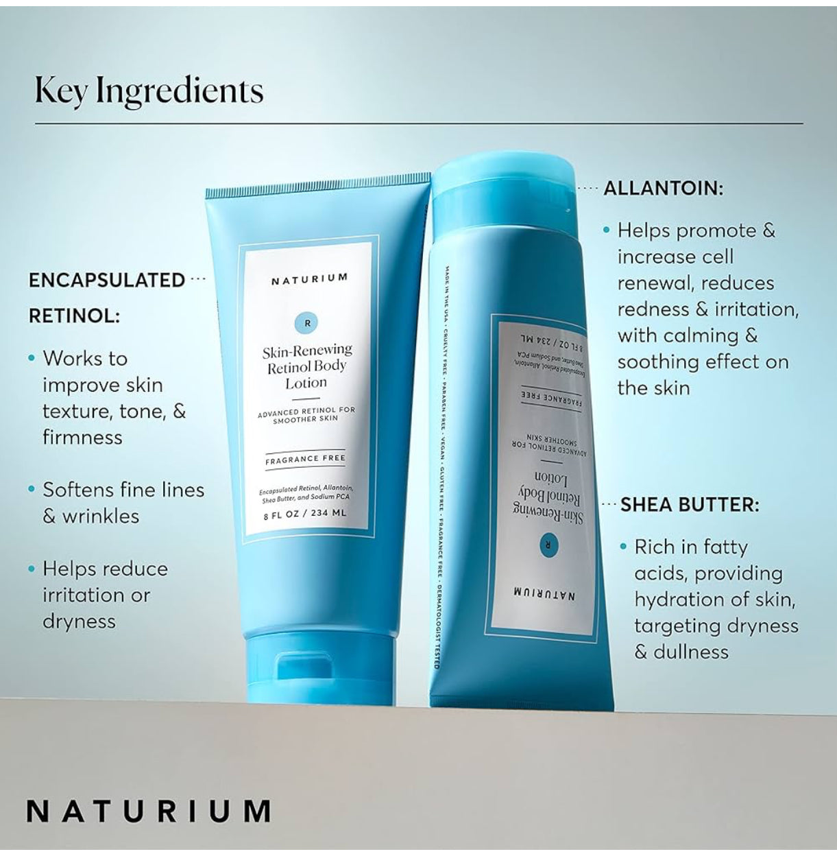 Naturium Skin-Renewing Retinol Body Lotion, Advanced Firming Anti-Aging Skin Care, with Encapsulated Retinol & Shea Butter, 8 oz / 234ml NATURIUM