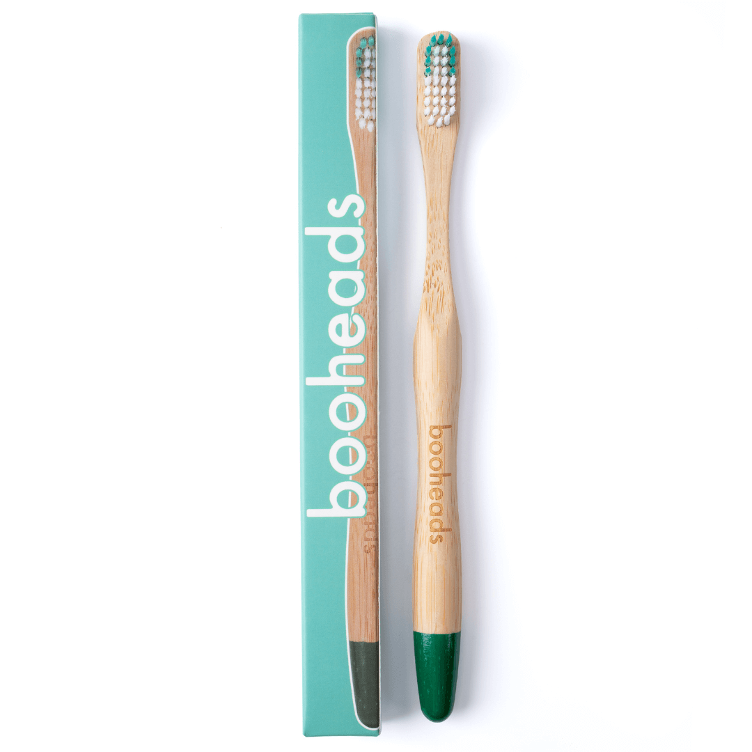 booheads - 1PK - Bamboo Toothbrushe - Green | Biodegradable, bamboo and plant-based booheads
