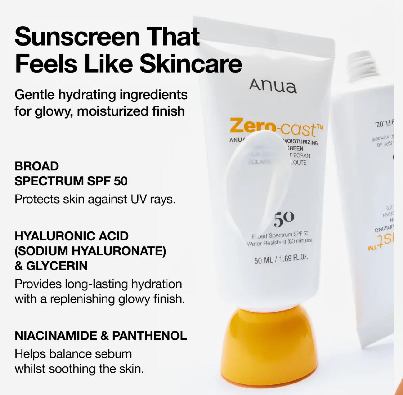 Anua Zero-Cast Sunscreen SPF50 -50ml ANUA