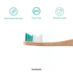 booheads - 1PK - Bamboo Toothbrushe - Green | Biodegradable, bamboo and plant-based booheads