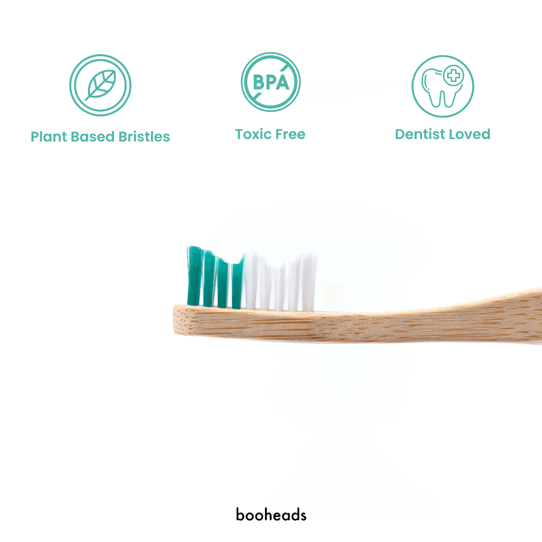 booheads - 1PK - Bamboo Toothbrushe - Green | Biodegradable, bamboo and plant-based booheads