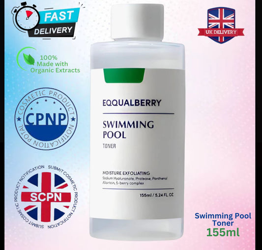 EQQUALBERRY Swimming Pool Face Toner 300ml & 155ml  Moisturising and Soothing Facial Toner for Face, Pore Control and Gentle Exfoliation, Suitable for Dry to Oily Skin