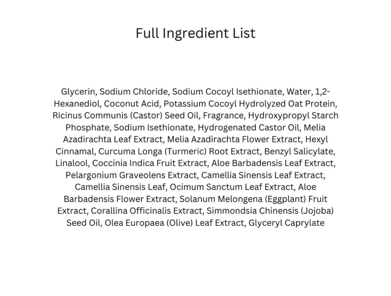 Full ingredient list for Arencia Fresh Cloud Body & Scalp Scrub-Lavender & Pear.