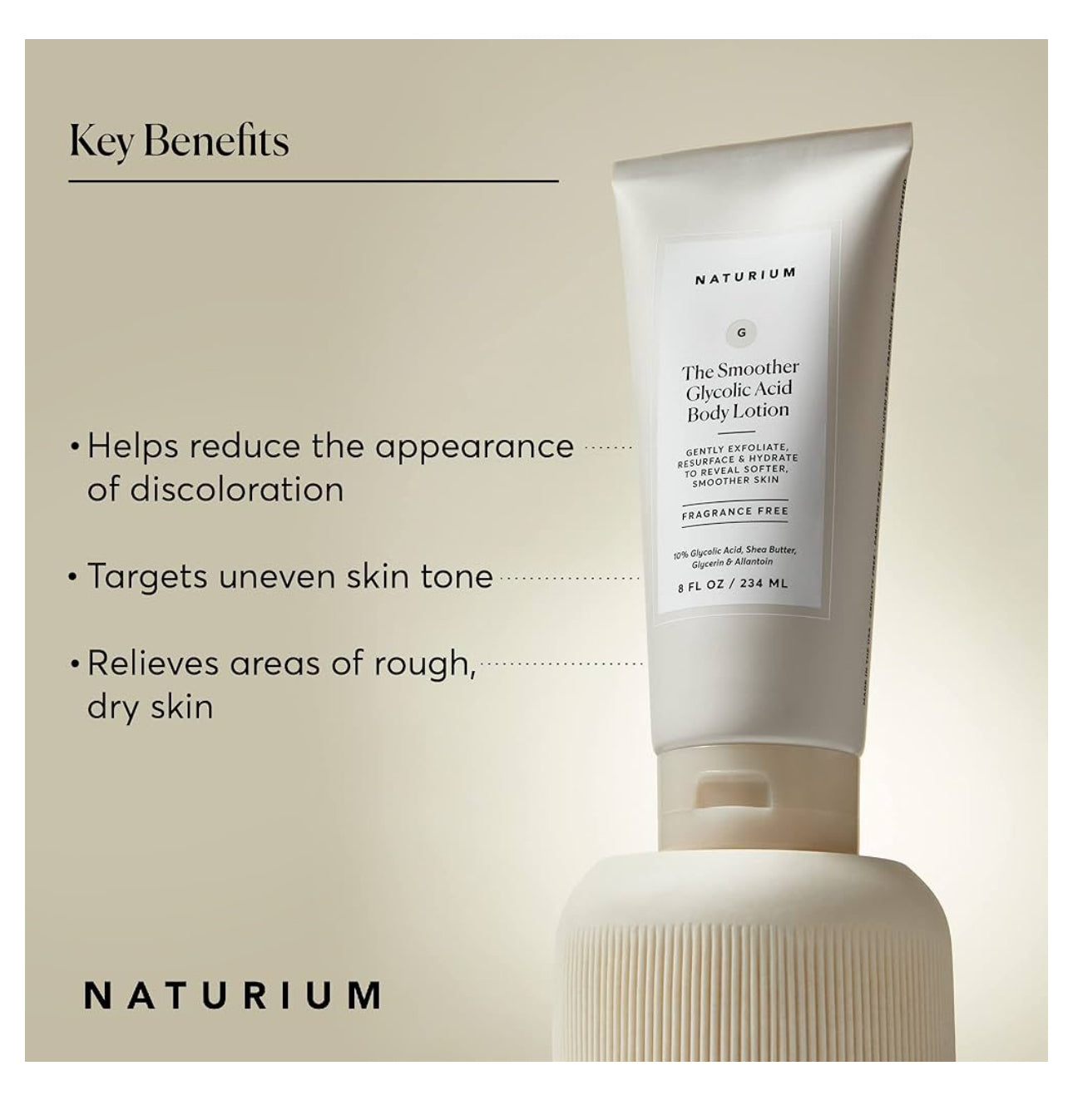 Naturium The Smoother Glycolic Acid Body Lotion, Resurfacing & Exfoliating Treatment, with 10% Glycolic Acid, 8 oz / 234ml NATURIUM