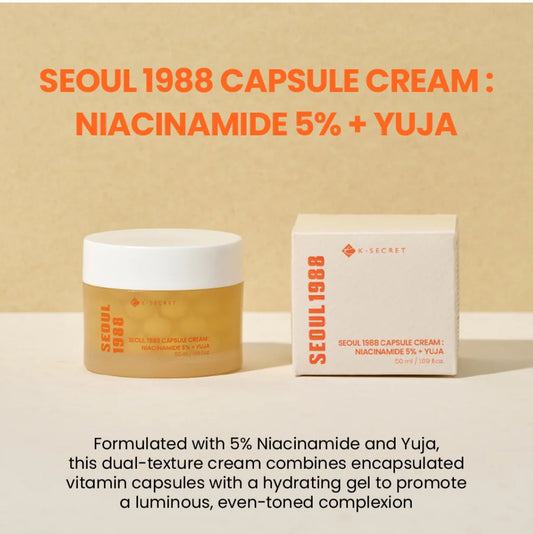 K Secret SEOUL 1988 Capsule Cream with Niacinamide 5% & Yuja Brightening Serum for Anti-aging Brightening Texture Improvement Hydration K Secrect
