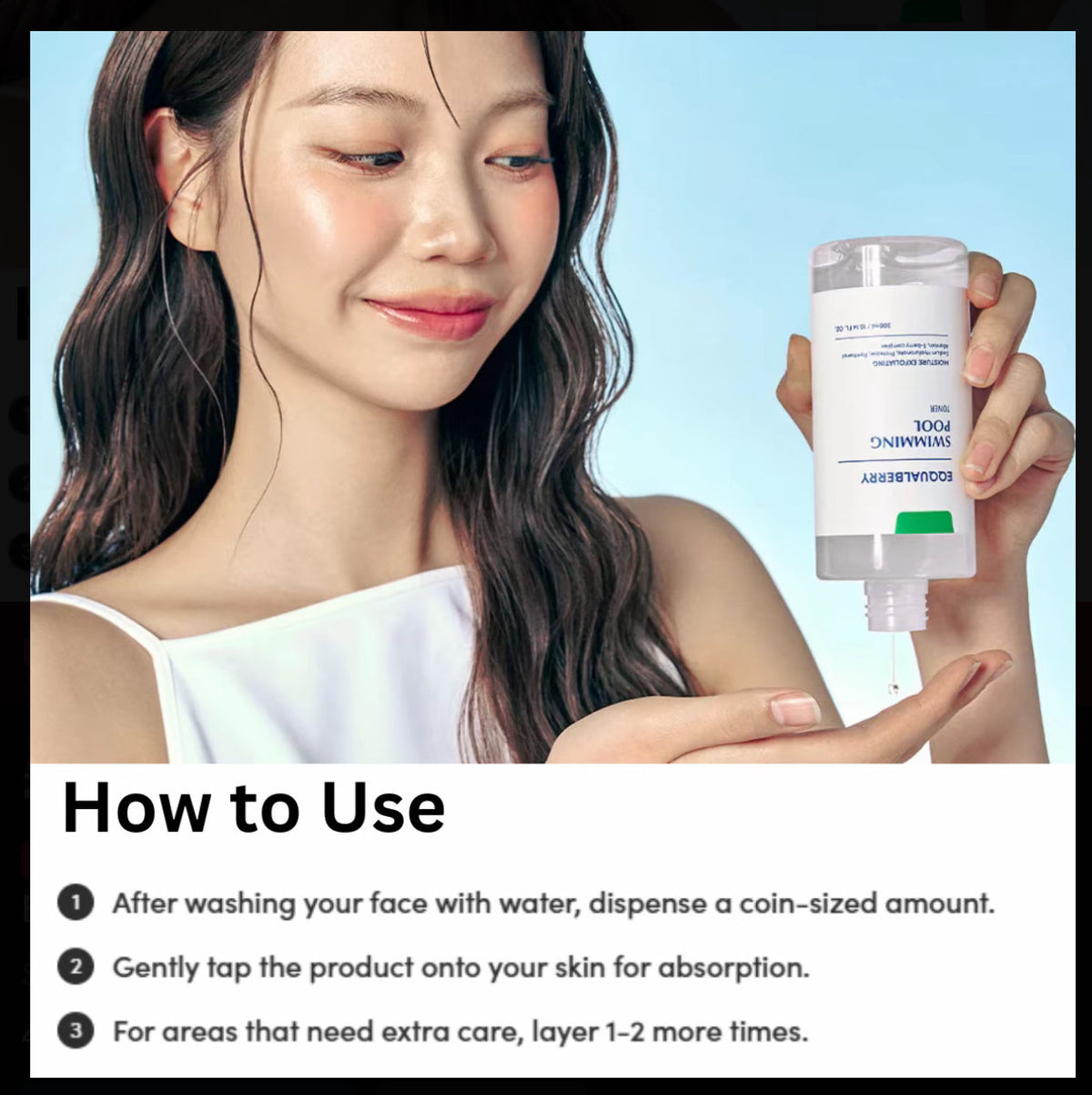 EQQUALBERRY Swimming Pool Face Toner 300ml & 155ml  Moisturising and Soothing Facial Toner for Face, Pore Control and Gentle Exfoliation, Suitable for Dry to Oily Skin EQQUALBERRY