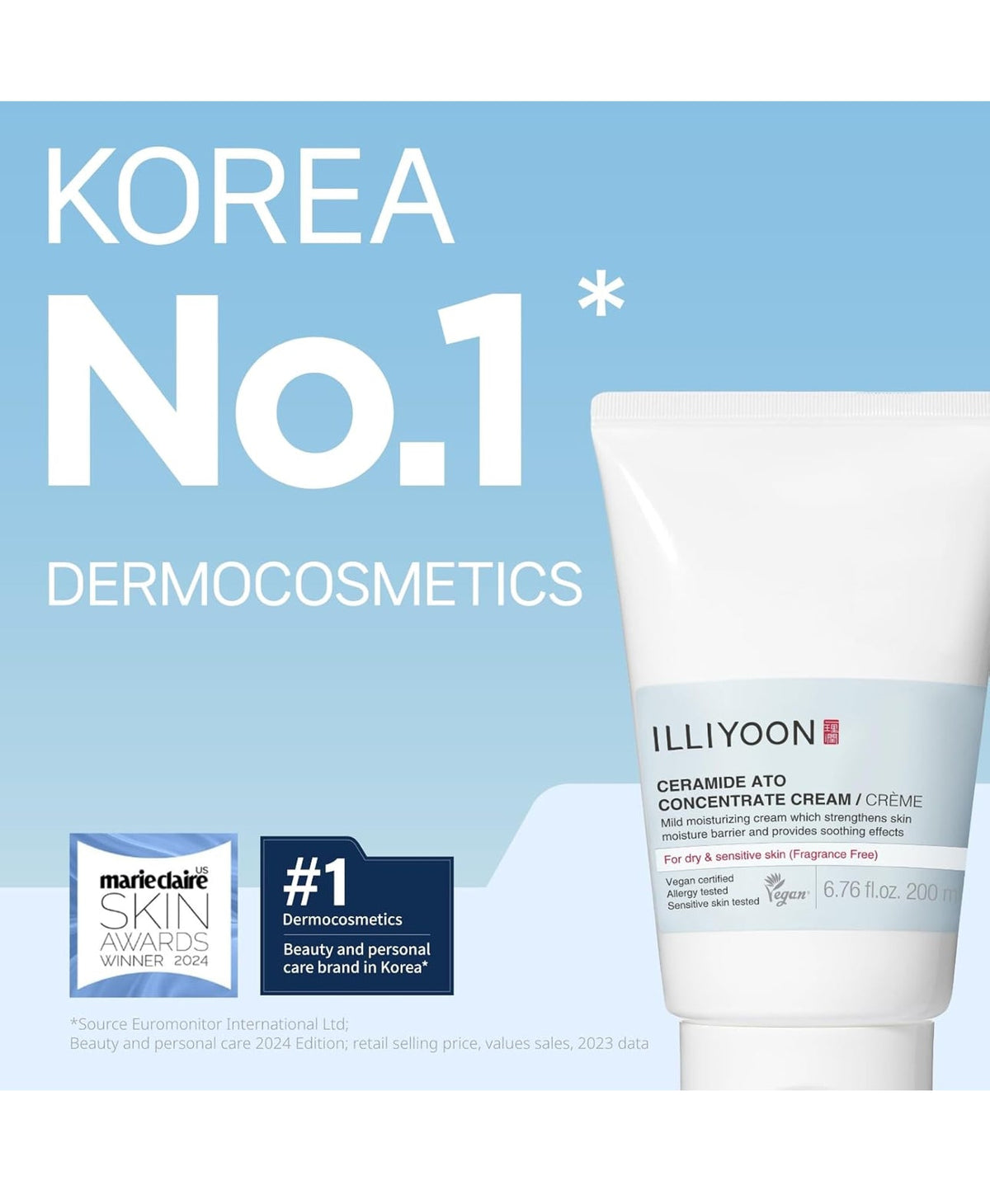 ILLIYOON Ceramide Ato Concentrate Cream Moisturiser for Dry&Sensitive Skin, 100hr Hydration, Restoring Skin Barrier ILLIYOON