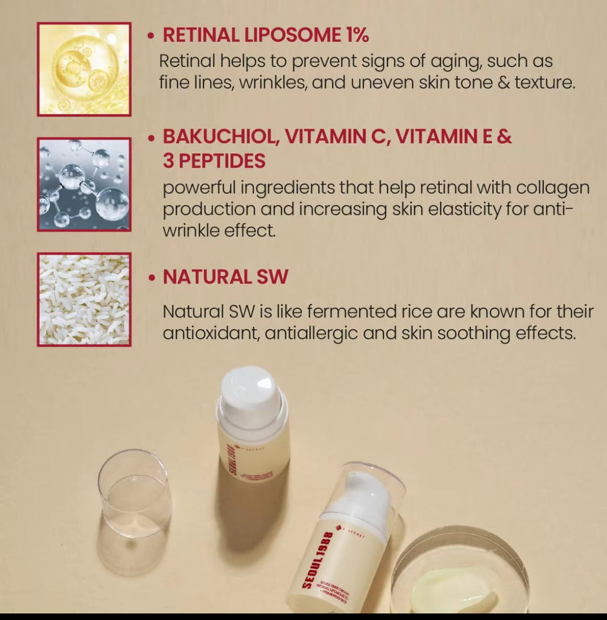 K-Secret Seoul 1988 Cream with Retinal Liposome & Fermented Rice for Anti-Aging & Brightening - 50ML K Secrect