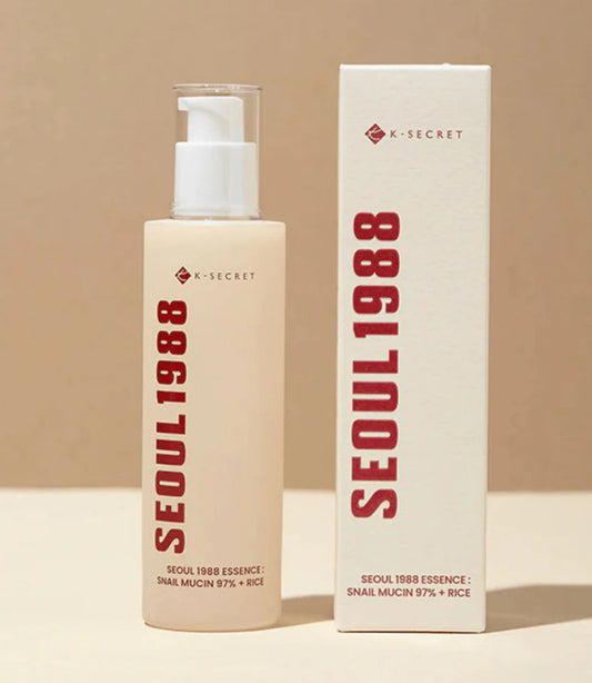 K Secret- Seoul 1998 Essence : Snail Mucin  93% + Rice. Deep Hydration long lasting Hydration 100ml K Secrect
