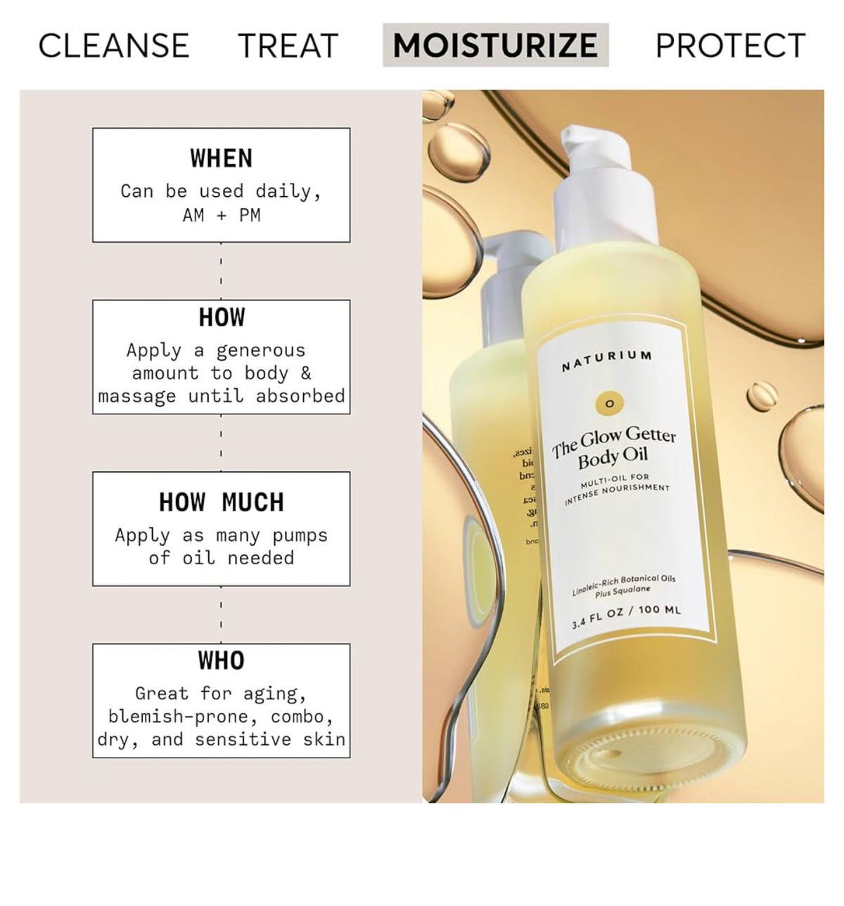 Naturium The Glow Getter Body Oil, Multi-Oil for Intense Nourishment, Hydrating & Moisturizing Formula, Vegan & Cruelty-Free, 3.4 oz/ 100ml NATURIUM