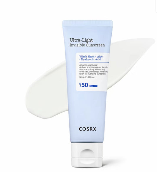 COSRX Ultra-Light Invisible Sunscreen - SPF 50 PA++++, Hydrating Sun Cream With Witch Hazel, Extra High UV Protection, 50mL Cosrx