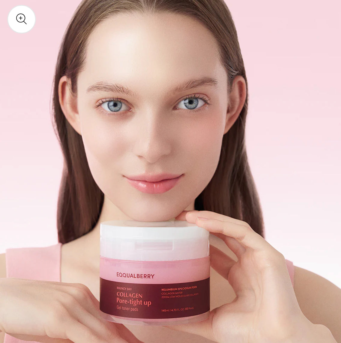Equalberry Collagen Gel Toner Pads Bouncy Day Pore-tight Up 60 Pads 140ml with Nelumbium Speciosum Collagen Water EQQUALBERRY