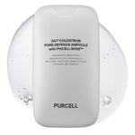 PURCELL 24/7 Colostrum Pore Defence Ampoule with PIXCELL BIOM on a water splash background.