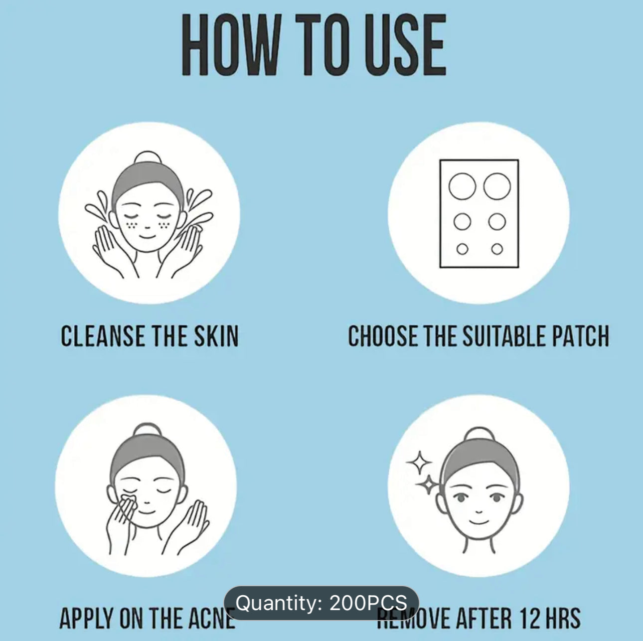 200 Count Hydrocolloid Acne Patches, -Adult Invisible Blemish Cover Stickers, Alcohol-Free, Cleansing Effect, Suitable for All Skin Types, Unscented 21stCY