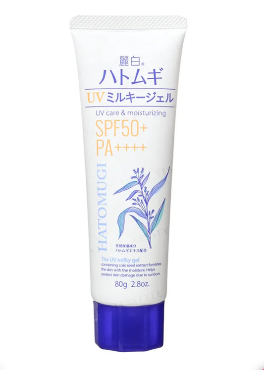 Hatomugi UV Care & Moisturizing Milk Gel SPF50+ PA+++ 80g Sunscreen for Protective Skin Care