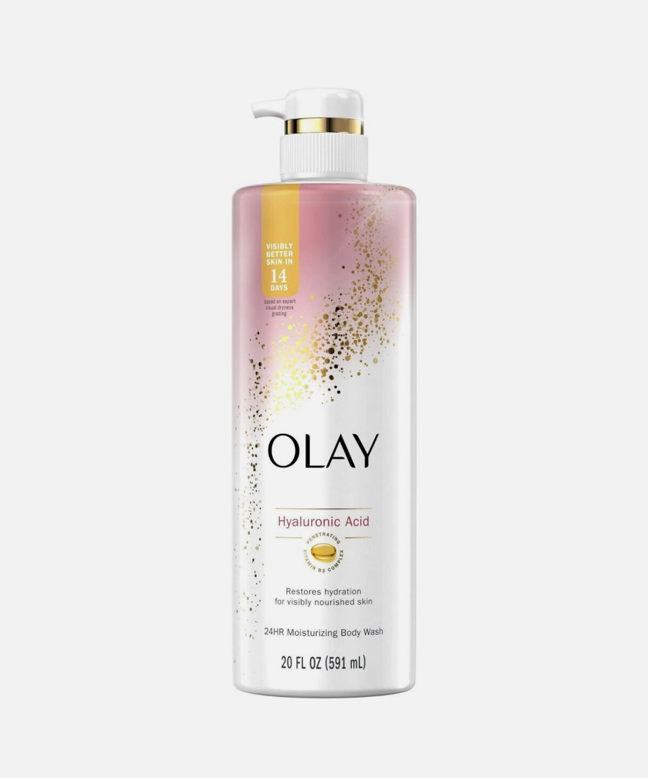 Olay Cleansing & Nourishing Body Wash for Women with Hyaluronic Acid & Vitamin B3 Complex, Long Lasting Hydration, 20 fl oz/591ml.