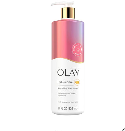 Olay Nourishing & Hydrating Body Lotion for Women with Hyaluronic Acid, 24hr Moisturizing, Vitamin E & Vitamin B3 Complex, Fast Absorbting Formula, 17 fl oz / 502ml