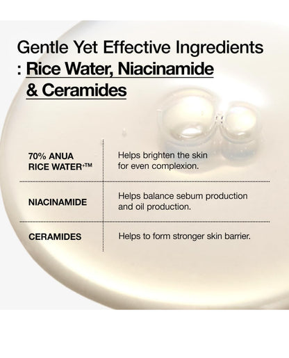 ANUA RICE CERAMIDE 7 HYDRATING BARRIER SERUM, Brightening, Hydrating Serum for Face, Rice, Hyaluronic Acid, Niacinamide, Fragrance-free, Non comodogenic, Glass Skin, Korean Skin Care, 50ml/1.69fl.oz.