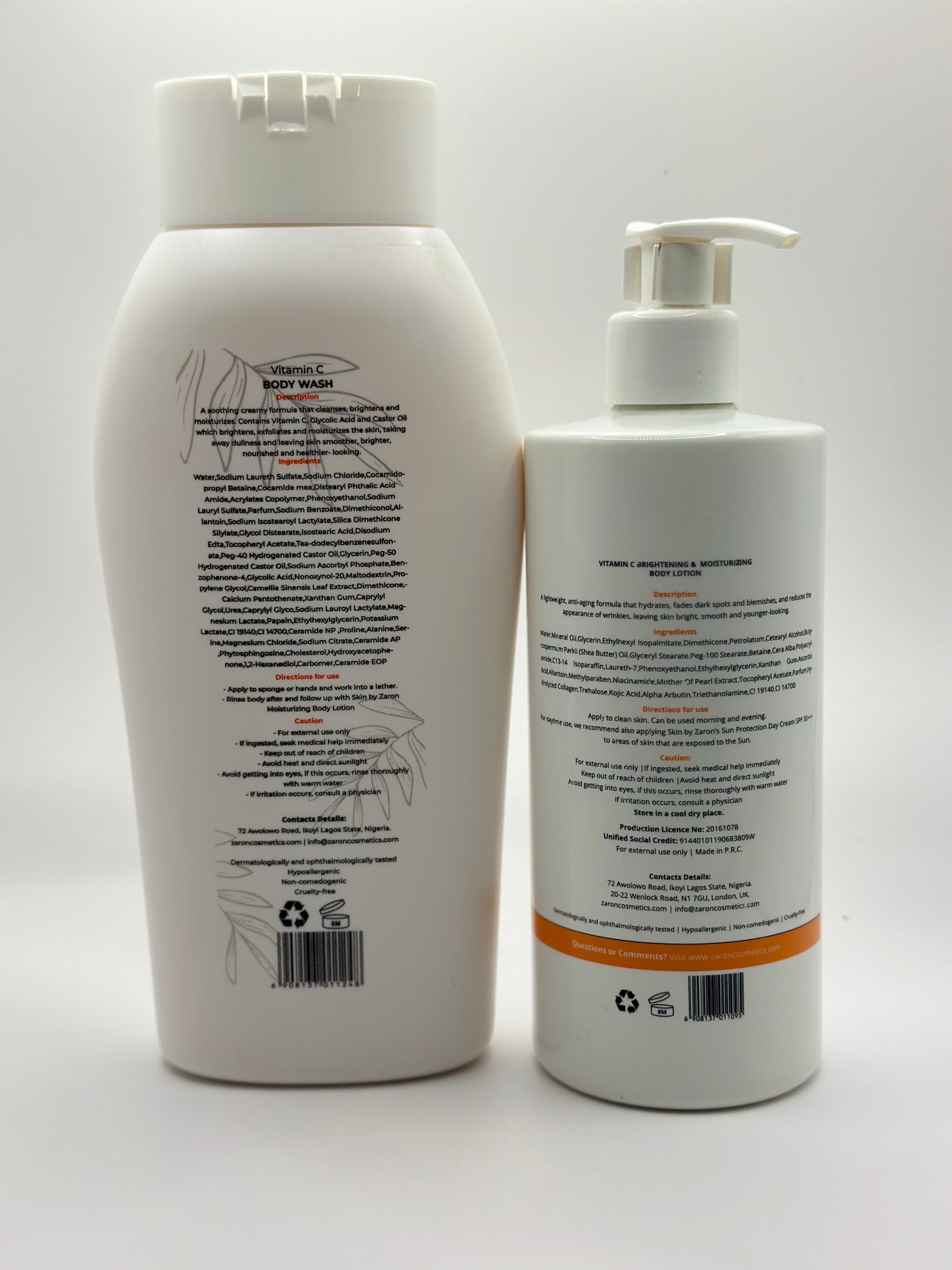 Skin by Zaron - Vitamin C Body Lotion & Body Wash - 500ml & 650ml Skin By Zaron