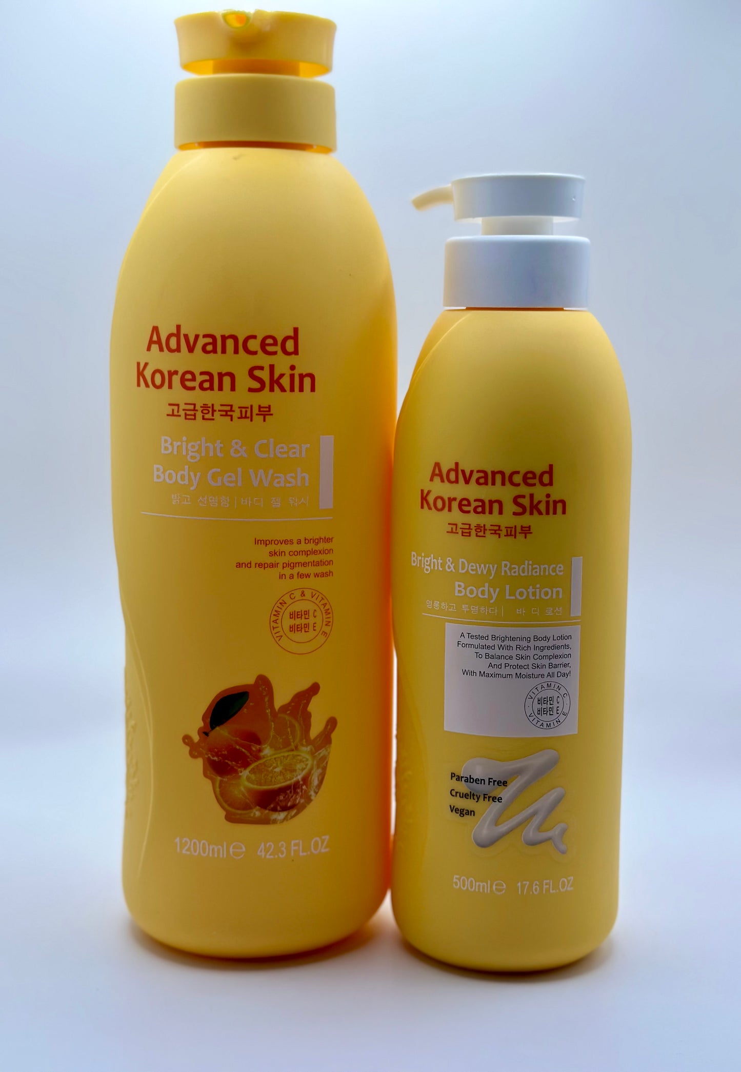 Advanced Korea Skin Bright & Clear Body Gel Wash & Lotion -1200ml & 500ml