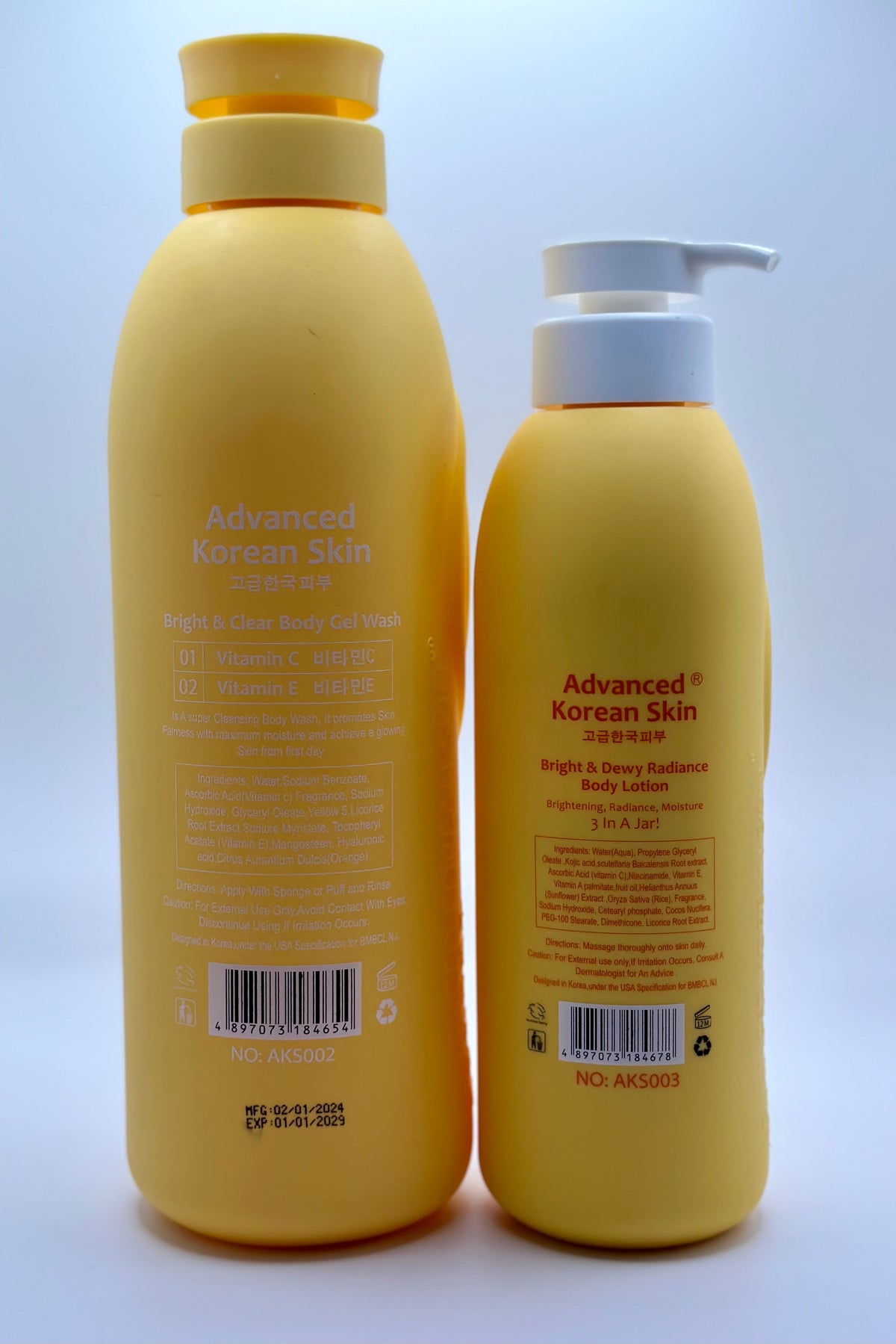 Advanced Korea Skin Bright & Clear Body Gel Wash & Lotion -1200ml & 500ml Adanced Korea Wash