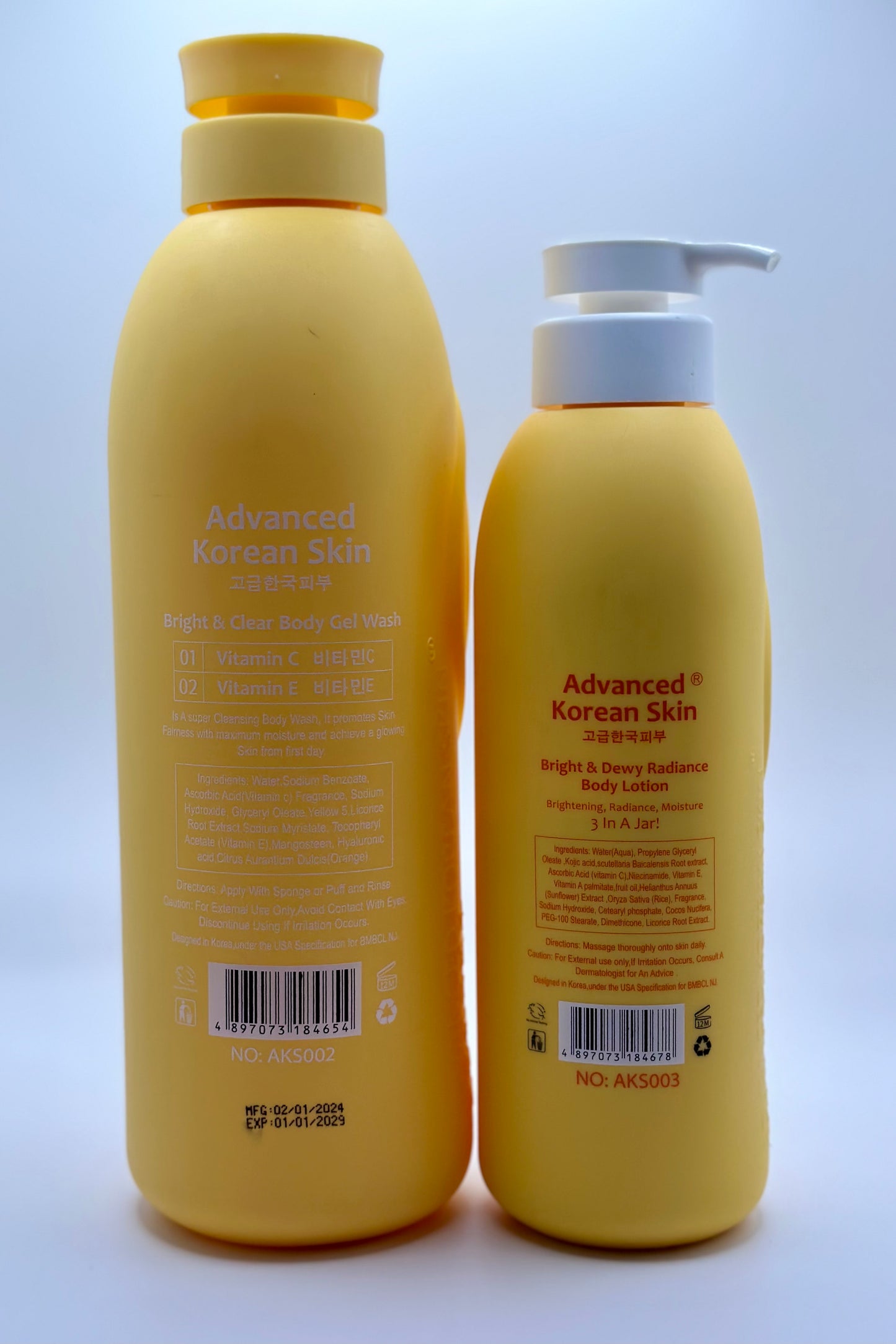 Advanced Korea Skin Bright & Clear Body Gel Wash & Lotion -1200ml & 500ml