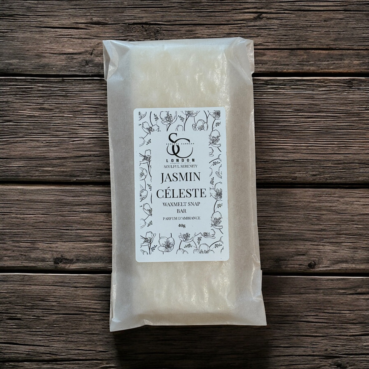 Jasmin Celeste Wax Melt Snap Bar (40g) – Soulful Serenity Range Soulful Candles Uk